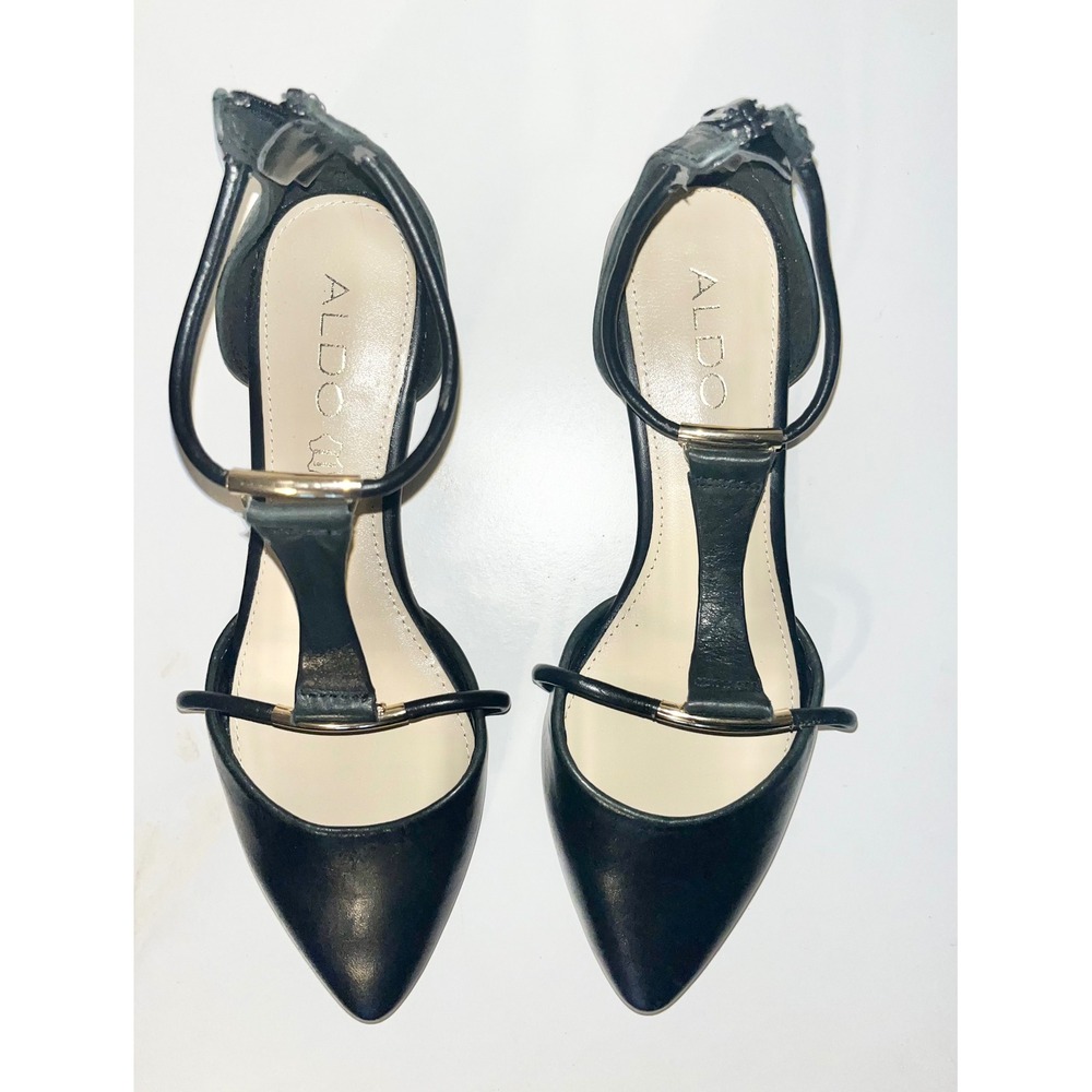 ALDO Fenilone Ballet Flats Pointed‎ Toe T-Strap Gold Tone Hardware | 8.5